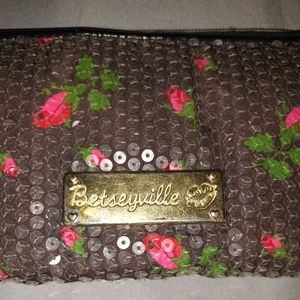 Betsey Johnson Black Wallet with Roses